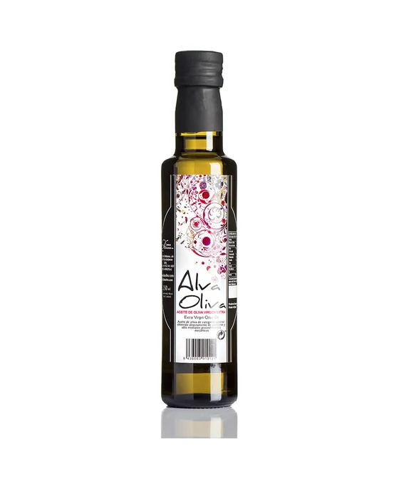 Alva Oliva extra virgin olive oil, 250 ml Marasca glass bottle, front label