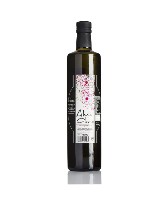Alva Oliva extra virgin olive oil, 750 ml Marasca glass bottle, front label
